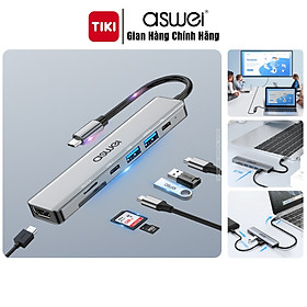 Mua Hub Type C ASWEI 7 in 1 To HDMI  USB 3.0  SD  TF  USB-C  PD 100W - Hàng Chính Hãng