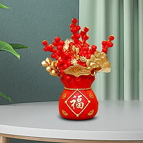 Resin Ornaments Flower Vase Shaped Simulation Figurines for Office Living Room Entrance