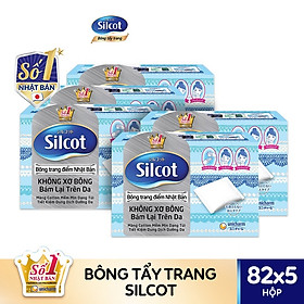 Bộ 5 Hộp bông trang điểm (Bông tẩy trang) Silcot 82 miếng/hộp