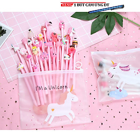 Set 20 Bút Bi Nước Hình Thú Ngộ Nghĩnh Cute - Bút Viết Kèm Túi Zip   XA5 Shalla Tặng bút cảm ứng ĐT