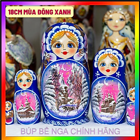 (RẤT ĐẸP VÀ ĐỘC ĐÁO) BỘ BÚP BÊ NGA MATRYOSHKA 5 LỚP 18CM QUÀ LƯU NIỆM "PHONG CẢNH MÙA ĐÔNG" NHIỀU MÀU CỰC ĐẸP