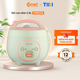 Nồi Cơm Điện Mini Comet CM8006 - Dung Tích 0.8L, Nắp Gài, Lòng Nồi Chống Dính - Hàng Chính Hãng Bảo Hành 12 Tháng