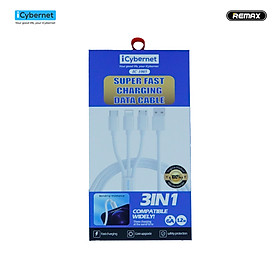 Cáp sạc nhanh 3 trong 1 iCybernet IC-1005 chiều dài 1,2m (sạc nhanh 3.5A và truyền dữ liệu 480MB/s cổng TypeC, không tương thích với IP15,16 Series và ipad cổng TypeC)) - Hàng chính hãng