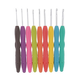 9pcs Multicolour Ergonomic Grip Crochet Hook Set  Knitting  2mm-6mm