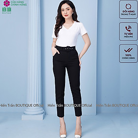 Quần baggy nữ Hiền Trần BOUTIQUE lưng cạp cao đai rời đồ công sở đi học form đẹp màu đen be