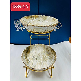 Mua KHAY ĐỰNG BÁNH KẸO HOA QUẢ SỨ VÂN ĐÁ CAO CẤP 2 TẦNG  3 TẦNG