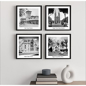 Mua Tranh treo tường sài gòn 7 trang trí decor quán bộ 4 tấm kèm đinh