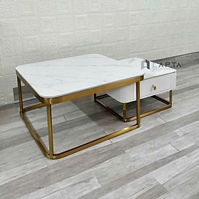 Mua Bàn sofa phòng khách chân inox TS0974-08E Nội thất Capta Bàn sofa lồng nhau mặt đá Ceramic màu trắng vân mây hoặc xám hoa chân inox 201 mạ màu vàng bóng tại tp hcm