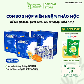 Combo 3 hộp 20 viên - Viên ngậm ho thảo mộc Zalocol Hỗ trợ giảm đờm