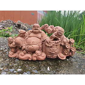 Tượng phật di lặc nhị phúc bằng gỗ hương đá đẹp long lanh kt 29×13,5×13cm