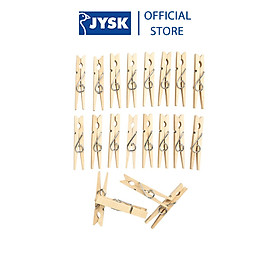 Bộ 20 kẹp quần áo | JYSK Willhem | kim loại/gỗ | màu sồi | R1,1xD1,4xC8cm