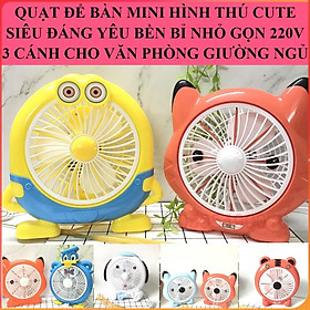 Quạt Để Bàn MiNi Hình Thú Ngộ Nghĩnh Đáng Yêu 220v Cao Cấp Cho Văn Phòng Dễ Dàng Di Chuyển
