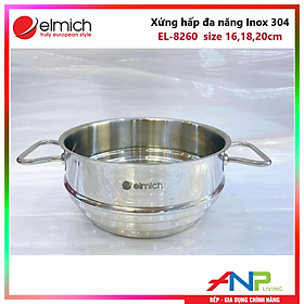 Mua Xửng hấp đa năng Inox 304 Elmich EL-8260 (Size 16 18 20cm) - Hàng Chính Hãng