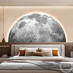 (ẢNH CHỤP) Tranh đèn led tráng gương nửa mặt trăng 6 trang trí phòng khách, phòng ngủ , khách sạn