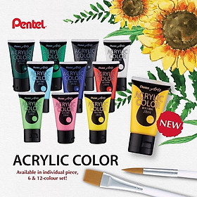 Màu Acrylic Nhật Bản Chuyên Nghiệp Dạng Tuýp 28ml Pentel Acrylic | Độ Bền Màu Cao Tới 50 Năm | Vẽ Lên Vải/Đá/Tường/Gỗ/Sứ