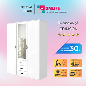 Tủ quần áo gỗ kiểu nhất tự lưu trữ đồ đa dạng SMLIFE Crimson