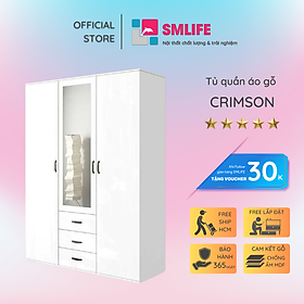 Tủ quần áo gỗ hiện đại SMLIFE Crimson  | Gỗ MDF dày 17mm chống ẩm | D150xR53xC210cm