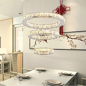 Đèn thả trần 3 vòng pha lê , đèn thả bàn ăn 20 40 60 cm