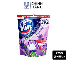 Combo 5 Bộ Viên tẩy bồn cầu Vim Power 5 Hương Lavender 275G 5x55G