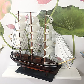 Mô hình thuyền gỗ trang trí tàu chở hàng Le Belem - Dài 43cm - Buồm Trắng