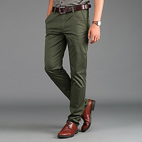 Men's Chinos Cotton Straight Fashion Business Long Pants Casual Formal Trousers