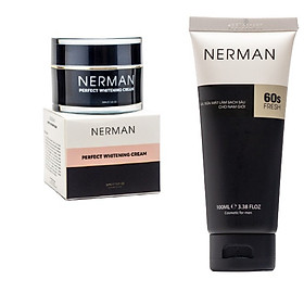 Combo dưỡng trắng da Nerman dùng cho nam giới bao gồm 1 Gel rửa mặt 100ml và 1 kem dưỡng trắng 30g