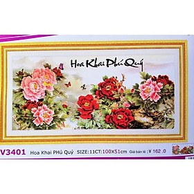Mua Tranh thêu chữ thập Hoa Khai Phú Quý LV3401 (100x51) chưa thêu