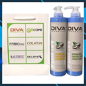 Bộ dầu gội xả phục hồi giữ màu DIVA Collagen Hair Repair Protect Color 750ml