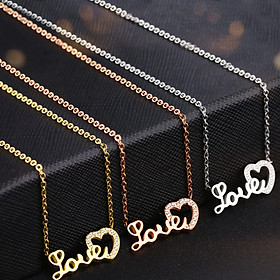 Dây chuyền chữ love trái tim titan đính đá thời thượng