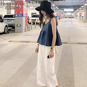 Q001_Quần cutlottes ống rộng dáng lửng chất đũi siêu mát