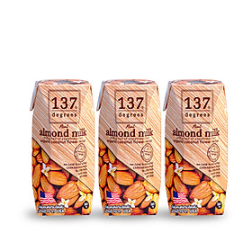 Sữa Hạt Hạnh Nhân Nguyên Chất 137 Degrees (Lốc 180ML x 3 Hộp)