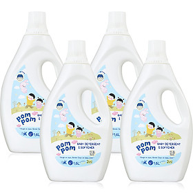 Thùng 4 Chai Nước Giặt Xả Pom Pom chuyên biệt dành cho bé năng động (12 – 36 tháng)