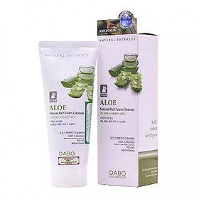 Sữa Rửa Mặt Dabo Lô Hội 3-in-1 Aloe Natural Rich Foam Cleanser 180ml sạch da, dưỡng ẩm, làm trắng, sạch mụn