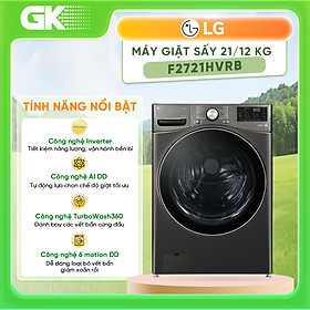 Máy giặt sấy LG AI DD Inverter giặt 21 kg - sấy 12 kg F2721HVRB - Hàng chính hãng - Chỉ giao HCM