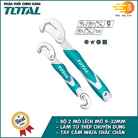 Bộ 2 mỏ lếch đa năng TOTAL THT10309328 - Thép CR-V siêu cứng, bền bỉ, mở bu lông, siết ốc