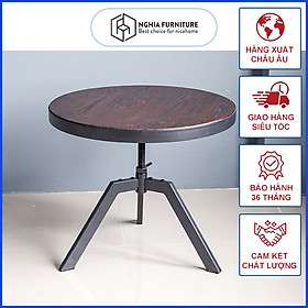 Bàn trà tròn thông minh tăng giảm chiều cao phong cách Nhật - Bàn mini Tia Table gỗ tự nhiên