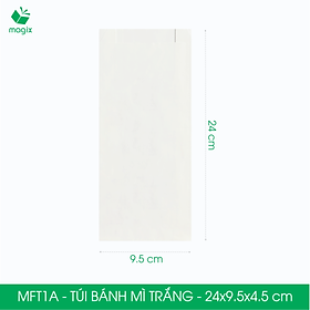 MFT1A - 24x9.5x4.5 cm - 100 Túi giấy bánh mì trắng