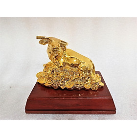 Tượng linh vật trâu bằng đồng thau phủ vàng nano, tượng trâu tài lộc