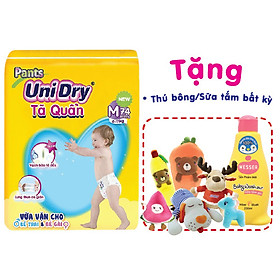 Tã quần UniDry G1 M74 tặng 1 thú bông bất kỳ hoặc 1 sữa tắm Wesser