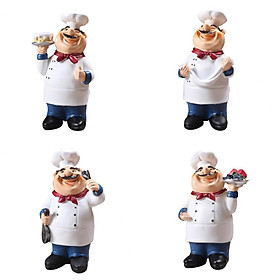 4Pcs Chef Waiter Decorative Display Stand Table Centerpiece Figurine for Country Cottage Decor As Collectible Housewarming Gifts