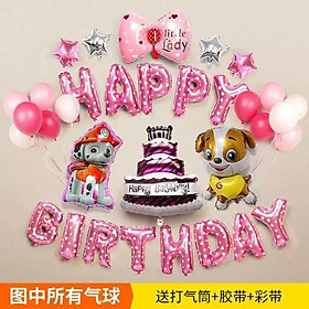 Set bóng chữ happy birthday chủ đề chó đặc nhiệm cho bé sinh năm tuất