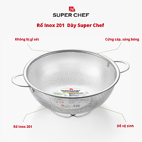 Rổ Inox 2 Quai Super Chef Dày Dặn, Cứng Cáp Siêu Bền Bỉ, An Toàn Khi Tiếp Súc Thực Phẩm, Chống Ăn Mòn, Chống Gỉ Sét Oxy hóa, Không Hoen Ố, Sang Trọng Tiện Lợi ( Size từ 16.5 đến 31.5cm)