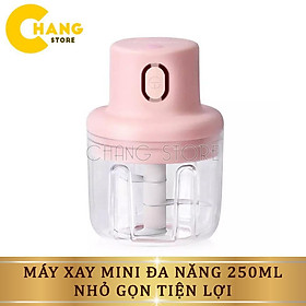 Máy xay mini cầm tay, đa năng, sạc pin cao cấp xay tỏi ớt, hành, rau củ quả dung tích 250ml