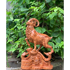 Mua Tượng con dê phong thủy bằng gỗ hương đá kt cao 20×13×6cm