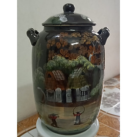 Mua Hũ đựng rượu  gạo vẽ phong cảnh gốm sứ Bát Tràng loại 20L (15 Kg gạo)