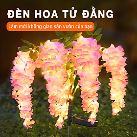 Đèn năng lượng mặt trời trang trí sân vườn, hoa tử đằng, siêu bền, sáng lung linh vào ban đêm- K2047