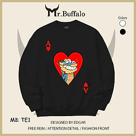 Áo Sweater trắng đen hình A cơ tết 2024 rồng TE1 Mr.Buffalo - TE1 Đen