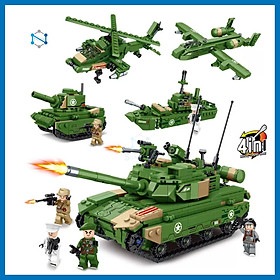 Đồ chơi lắp ráp sáng tạo 4in1 xe tank chiến đấu WW2 tương thích với tất cả thương hiệu