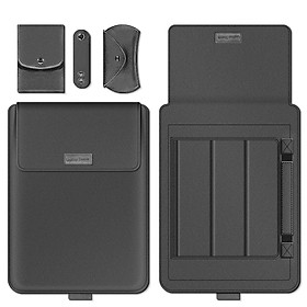 Bộ Túi Đựng Macbook Túi Đựng Laptop Mỏng Nhẹ Notebook Thông Minh Da PU Chống Nước - Đen - 11/12 inch