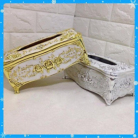 Mua Hộp đựng giấy ăn mạ vàng  mạ bạc phong cách hoàng gia - giao màu ngẫu nhiên - Hàng Chất Lượng